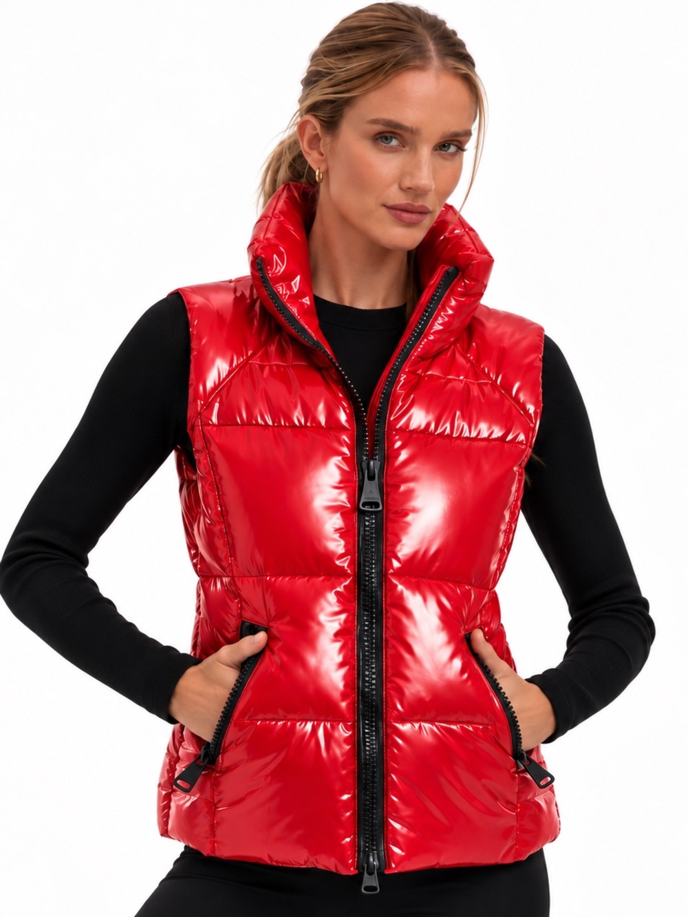 NWOT SAM. Freedom Glossy Red Down Puffer Vest | Small | Like New